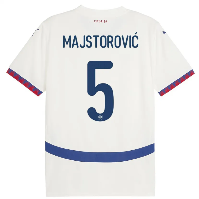 Danxen Femme Maillot Serbie Milan Majstorovic #5 Blanc Tenues Extérieur 24-26 T-Shirt