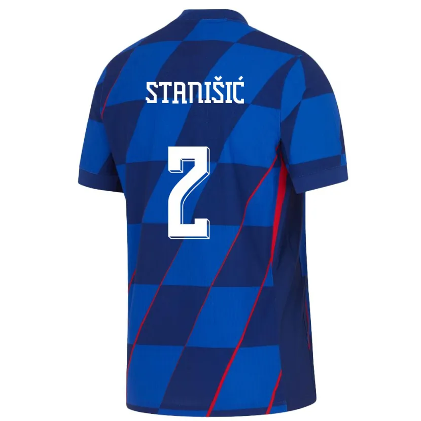 Danxen Femme Maillot Croatie Josip Stanisic #2 Bleu Tenues Extérieur 24-26 T-Shirt