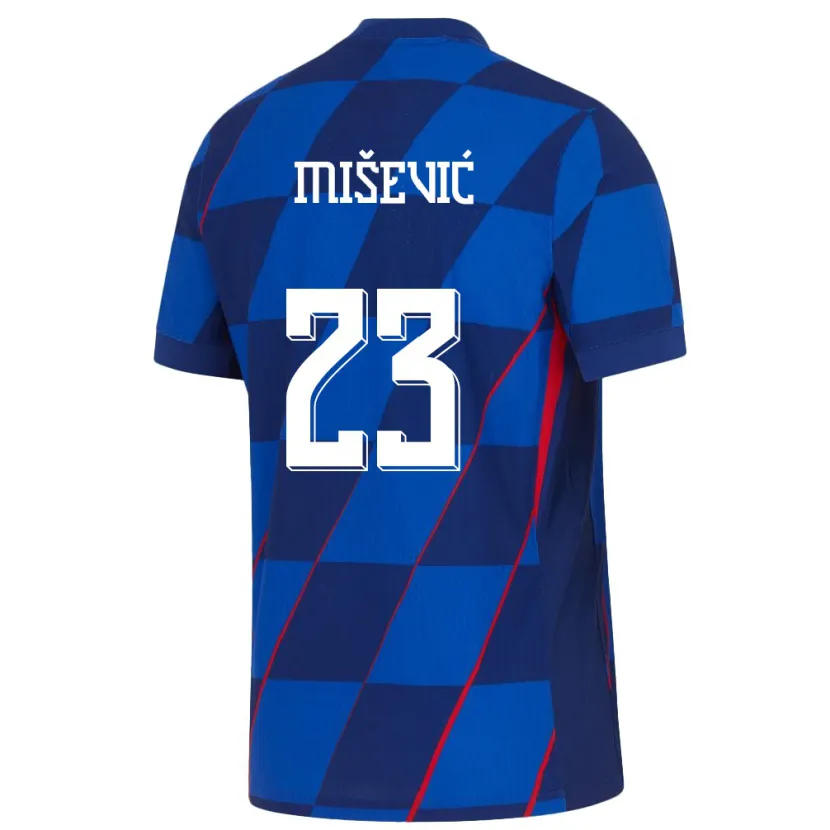 Danxen Femme Maillot Croatie Luigi Misevic #23 Bleu Tenues Extérieur 24-26 T-Shirt