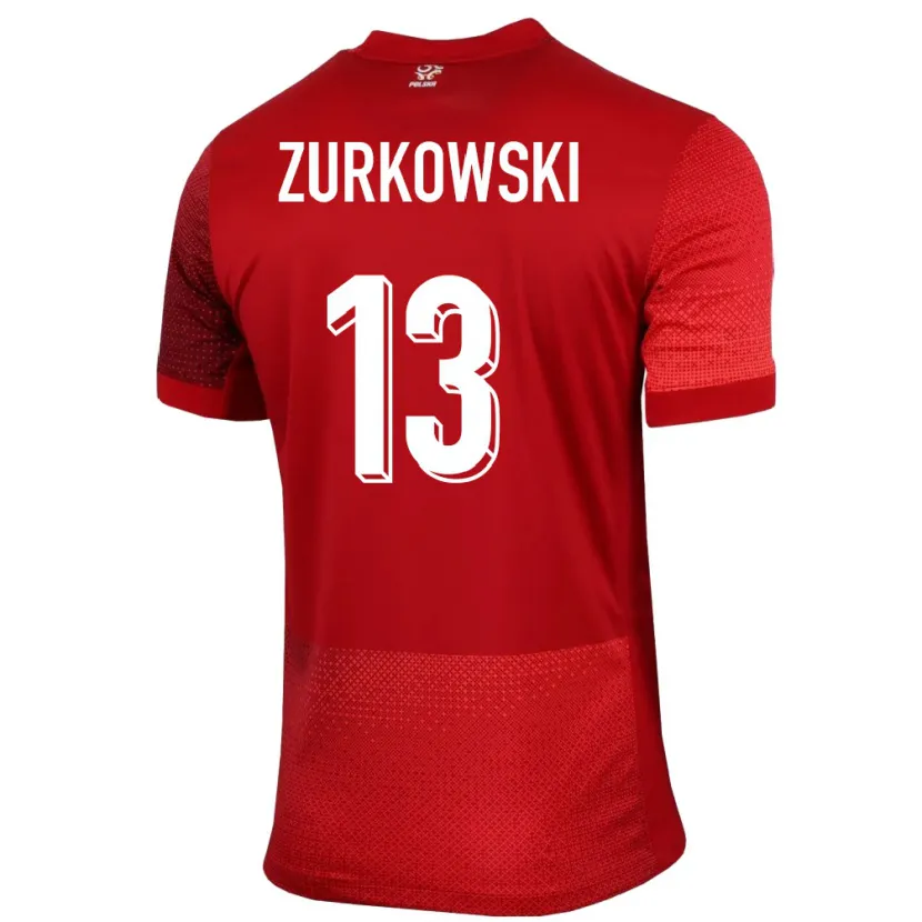 Danxen Femme Maillot Pologne Szymon Zurkowski #13 Rouge Tenues Extérieur 24-26 T-Shirt