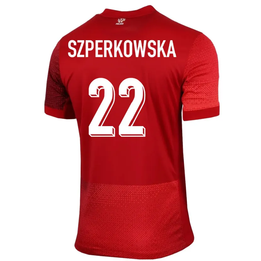 Danxen Femme Maillot Pologne Oliwia Szperkowska #22 Rouge Tenues Extérieur 24-26 T-Shirt