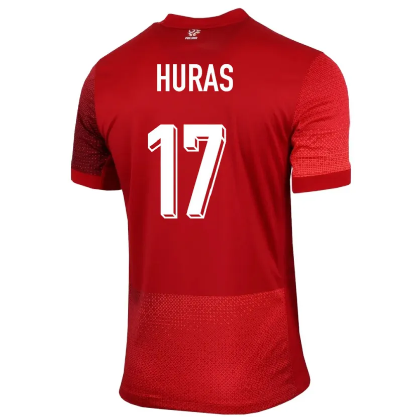 Danxen Femme Maillot Pologne Mike Huras #17 Rouge Tenues Extérieur 24-26 T-Shirt