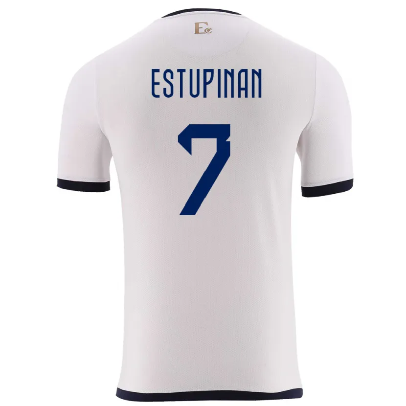 Danxen Femme Maillot Équateur Pervis Estupinan #7 Blanc Tenues Extérieur 24-26 T-Shirt