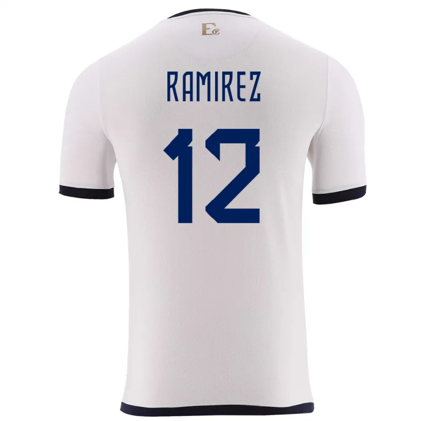 Danxen Femme Maillot Équateur Moises Ramirez #12 Blanc Tenues Extérieur 24-26 T-Shirt
