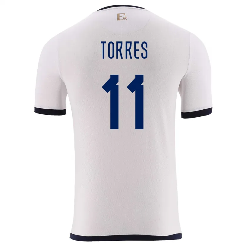 Danxen Femme Maillot Équateur Ambar Torres #11 Blanc Tenues Extérieur 24-26 T-Shirt
