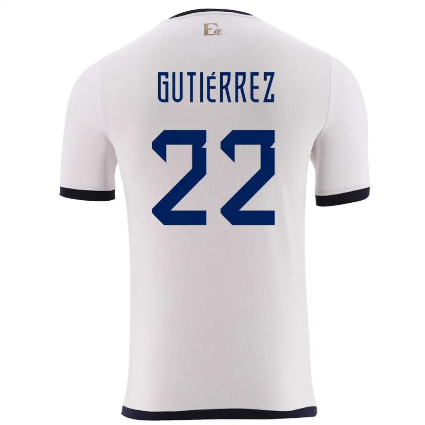 Danxen Femme Maillot Équateur Melanie Gutierrez #22 Blanc Tenues Extérieur 24-26 T-Shirt
