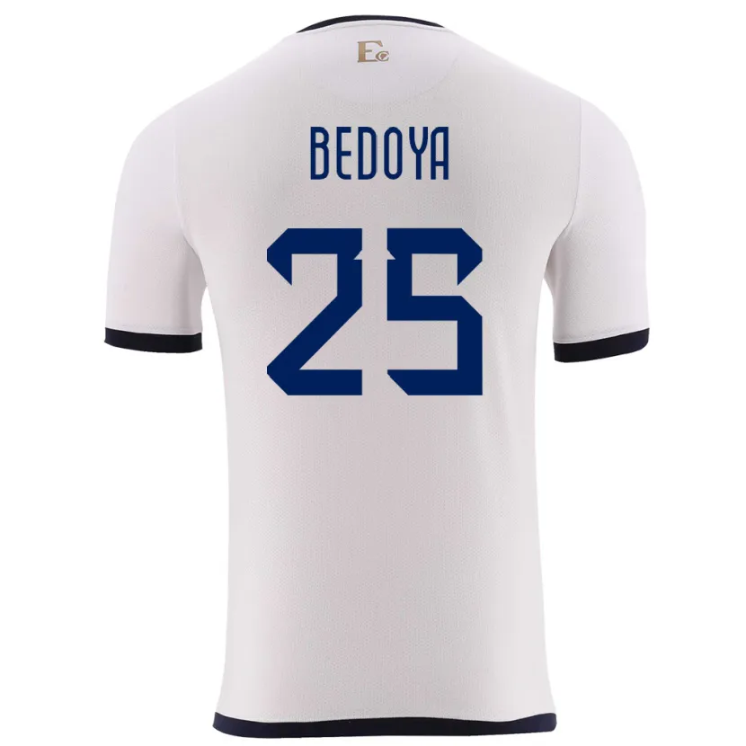 Danxen Femme Maillot Équateur Jaydah Bedoya #25 Blanc Tenues Extérieur 24-26 T-Shirt
