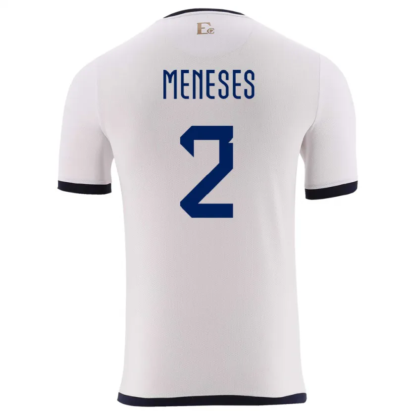 Danxen Femme Maillot Équateur Randy Meneses #2 Blanc Tenues Extérieur 24-26 T-Shirt