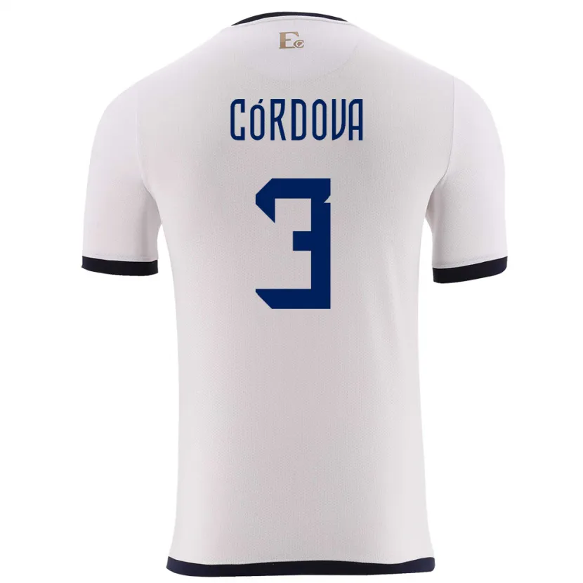 Danxen Femme Maillot Équateur Luis Cordova #3 Blanc Tenues Extérieur 24-26 T-Shirt