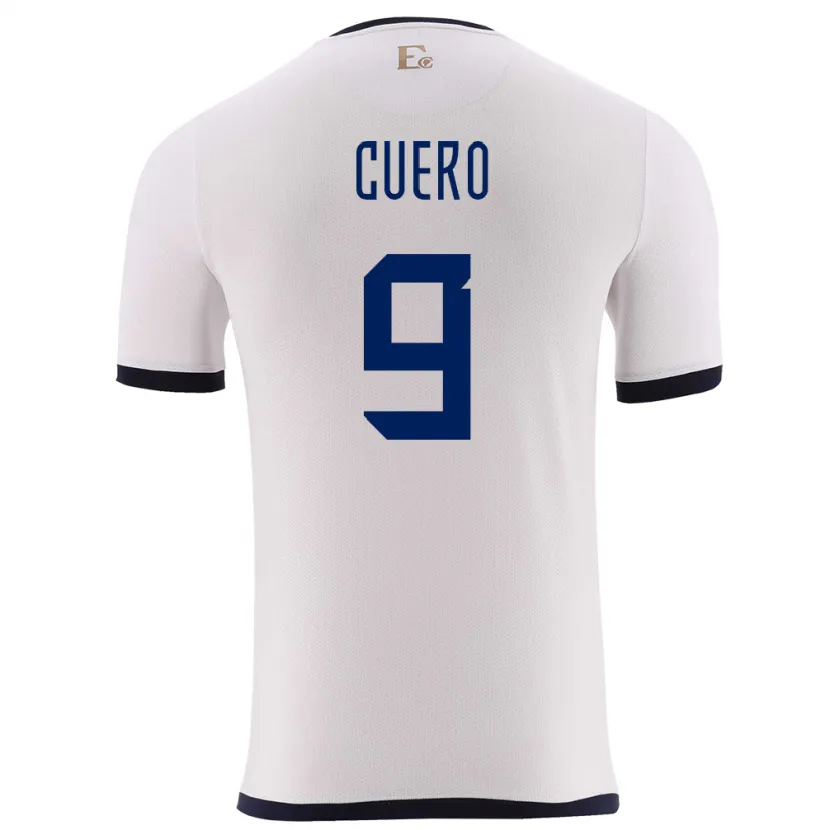 Danxen Femme Maillot Équateur Justin Cuero #9 Blanc Tenues Extérieur 24-26 T-Shirt