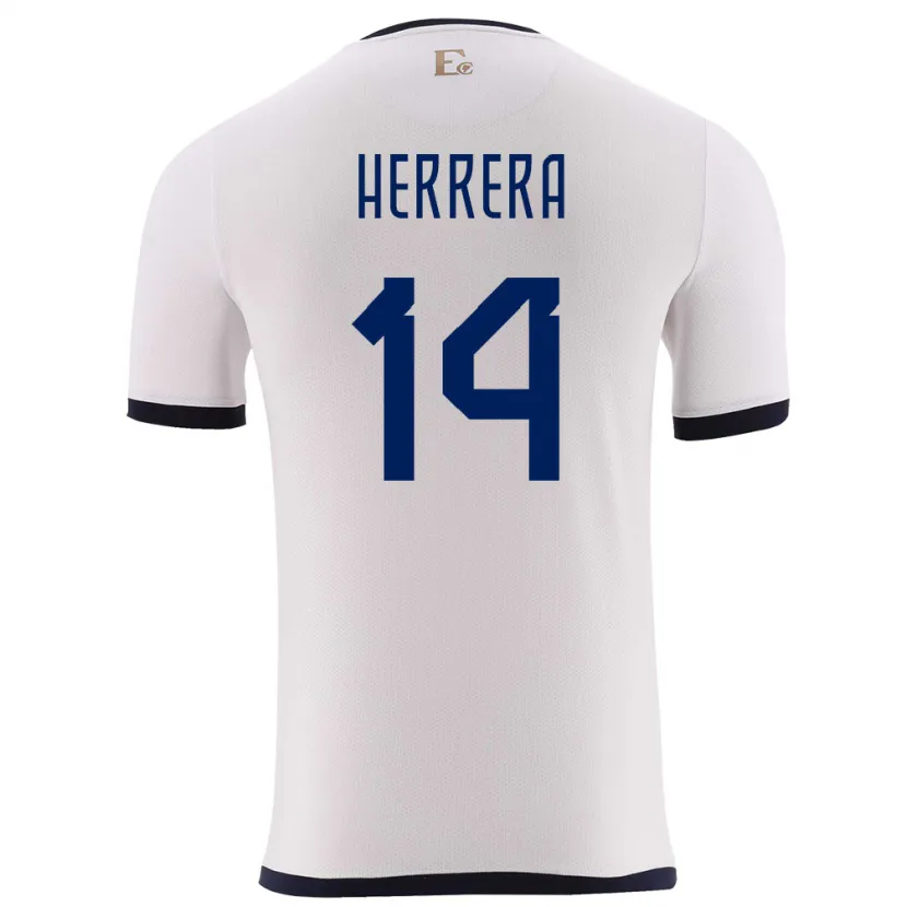 Danxen Femme Maillot Équateur Orlando Herrera #14 Blanc Tenues Extérieur 24-26 T-Shirt