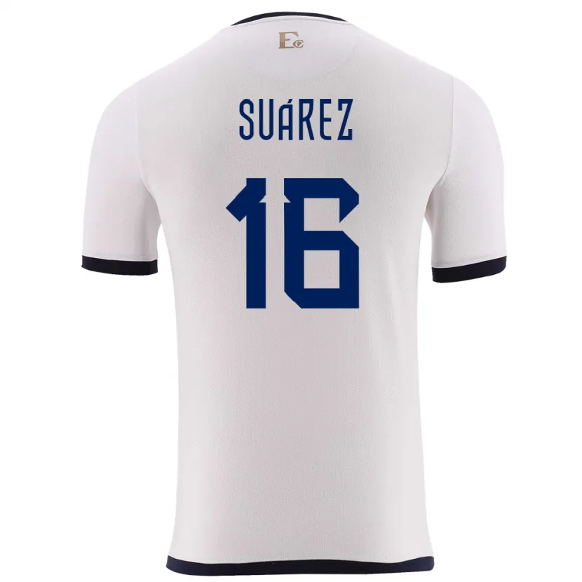 Danxen Femme Maillot Équateur Ariel Suarez #16 Blanc Tenues Extérieur 24-26 T-Shirt
