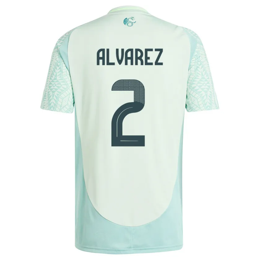 Danxen Femme Maillot Mexique Kevin Alvarez #2 Lin Vert Tenues Extérieur 24-26 T-Shirt