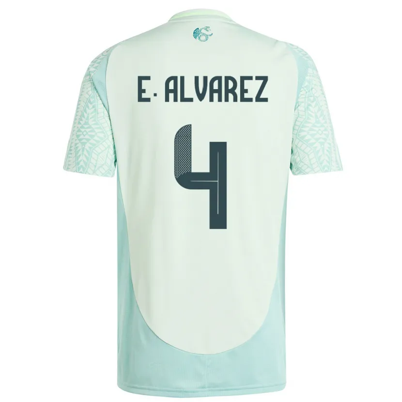Danxen Femme Maillot Mexique Edson Alvarez #4 Lin Vert Tenues Extérieur 24-26 T-Shirt