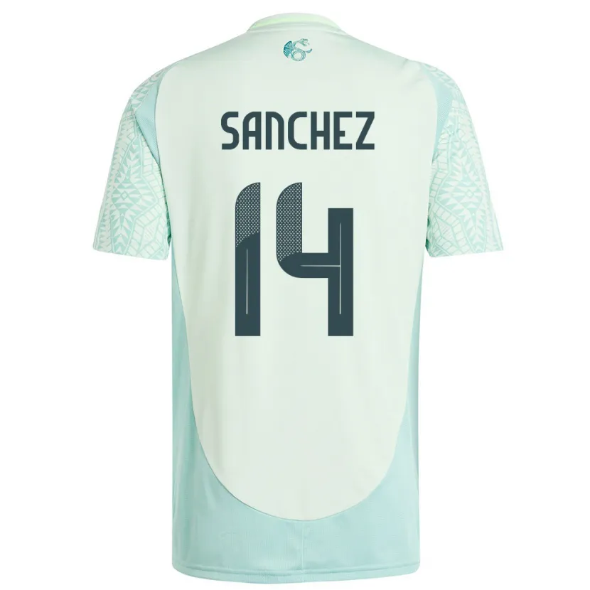Danxen Femme Maillot Mexique Erick Sanchez #14 Lin Vert Tenues Extérieur 24-26 T-Shirt