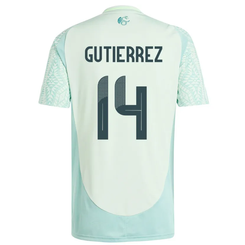 Danxen Femme Maillot Mexique Erick Gutierrez #14 Lin Vert Tenues Extérieur 24-26 T-Shirt