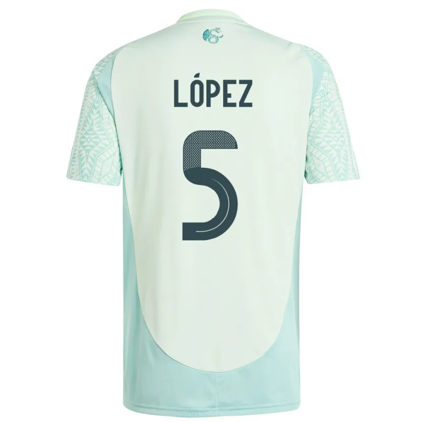 Danxen Femme Maillot Mexique Jimena Lopez #5 Lin Vert Tenues Extérieur 24-26 T-Shirt
