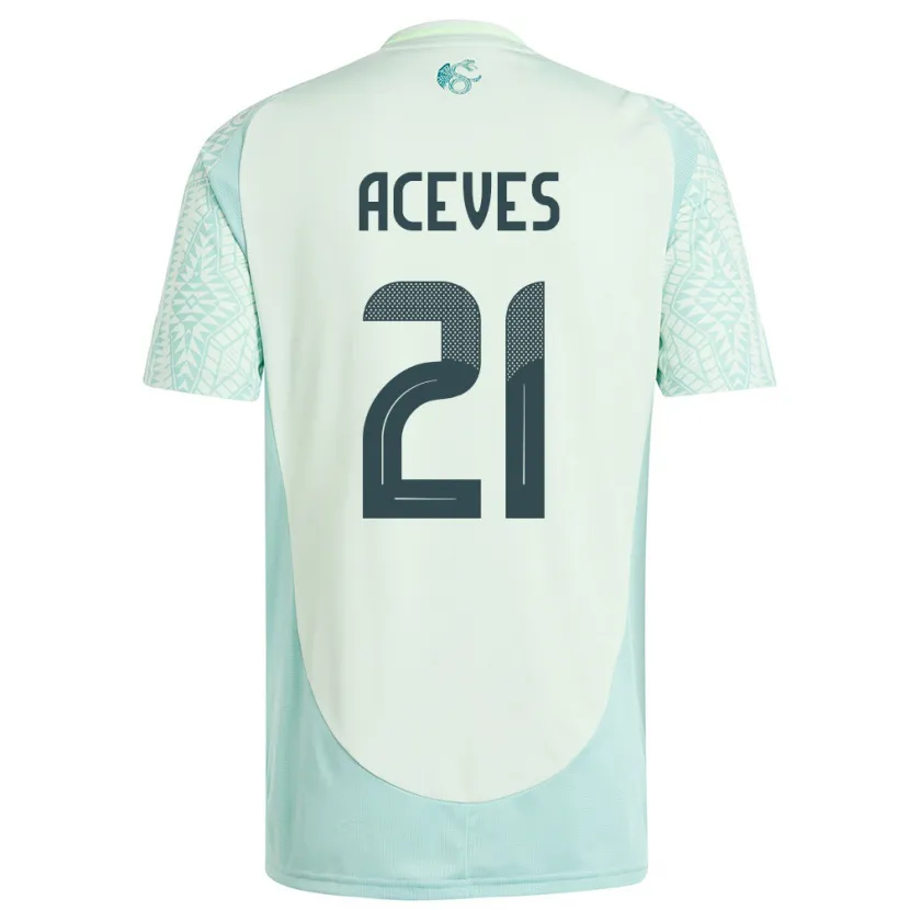 Danxen Femme Maillot Mexique Daniel Aceves #21 Lin Vert Tenues Extérieur 24-26 T-Shirt