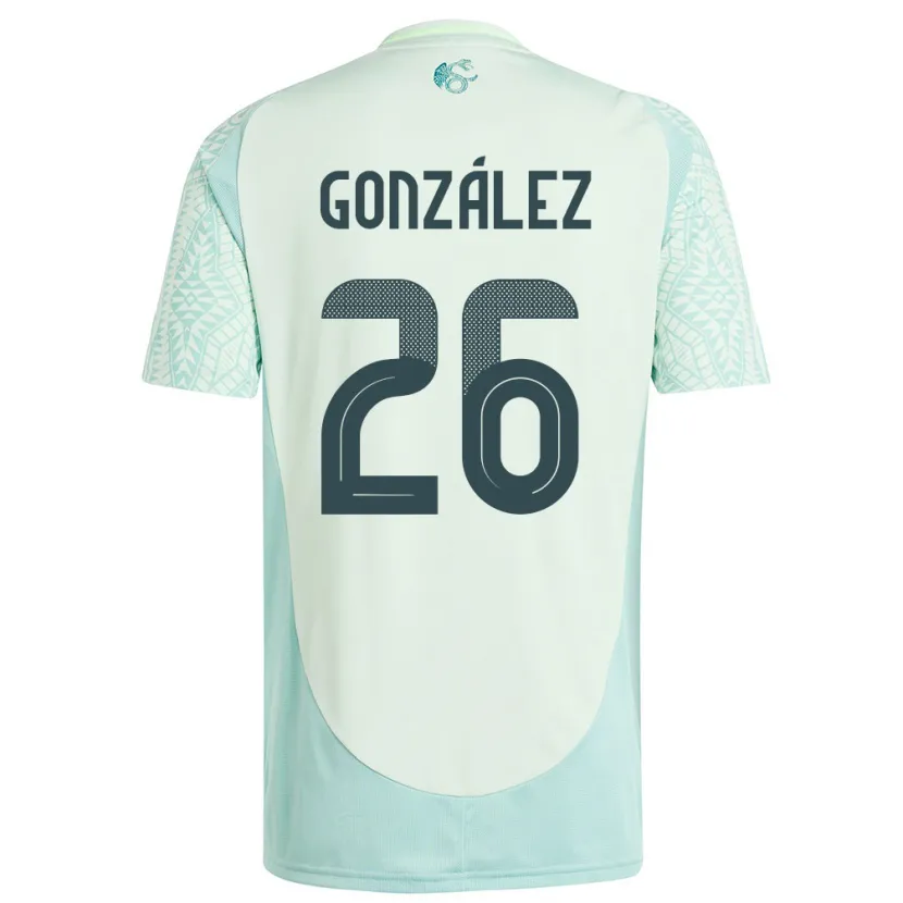 Danxen Femme Maillot Mexique Bryan Gonzalez #26 Lin Vert Tenues Extérieur 24-26 T-Shirt
