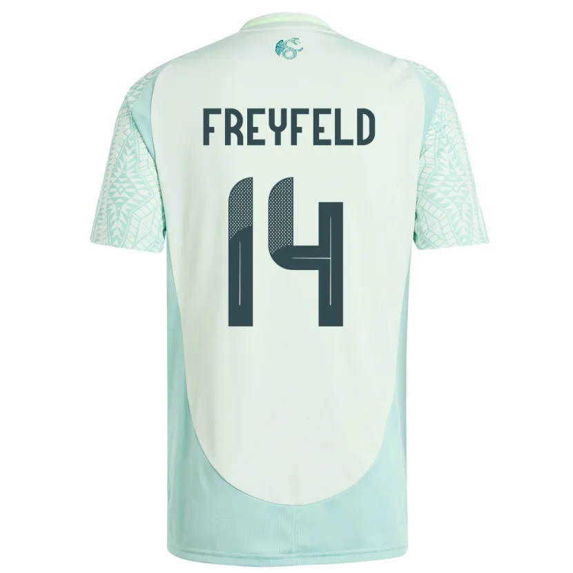 Danxen Femme Maillot Mexique Emiliano Freyfeld #14 Lin Vert Tenues Extérieur 24-26 T-Shirt