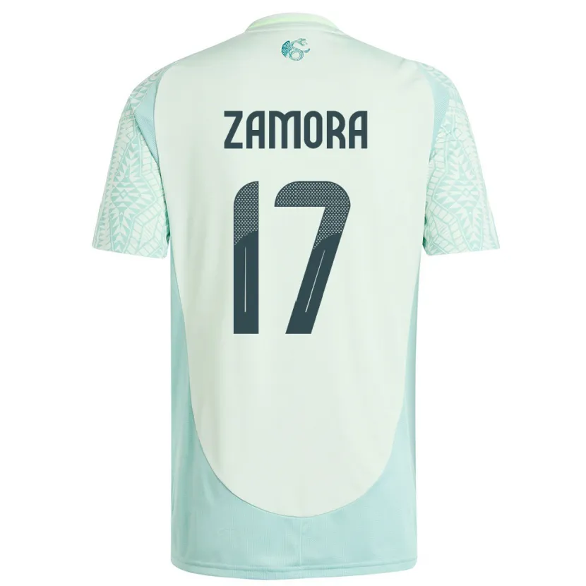 Danxen Femme Maillot Mexique Saul Zamora #17 Lin Vert Tenues Extérieur 24-26 T-Shirt