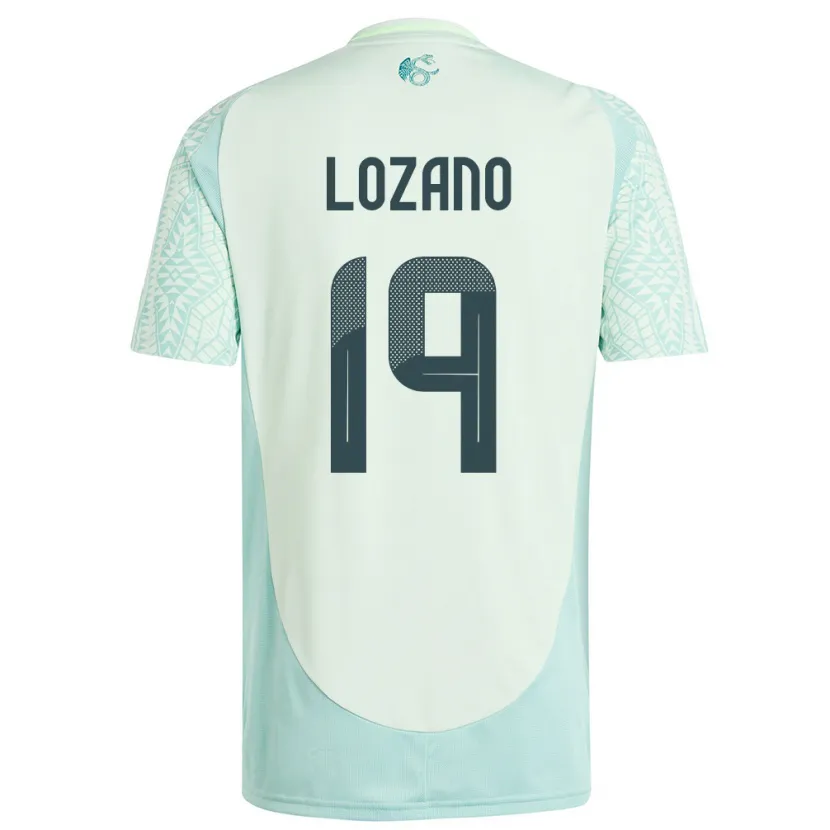 Danxen Femme Maillot Mexique Esteban Lozano #19 Lin Vert Tenues Extérieur 24-26 T-Shirt