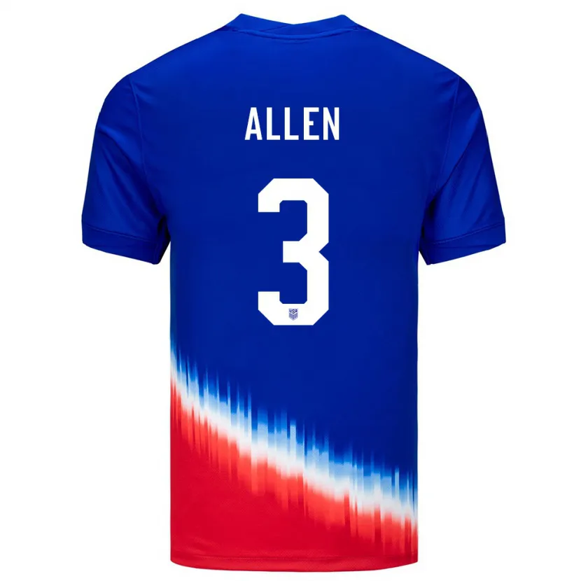 Danxen Femme Maillot États-Unis Noah Allen #3 Bleu Tenues Extérieur 24-26 T-Shirt