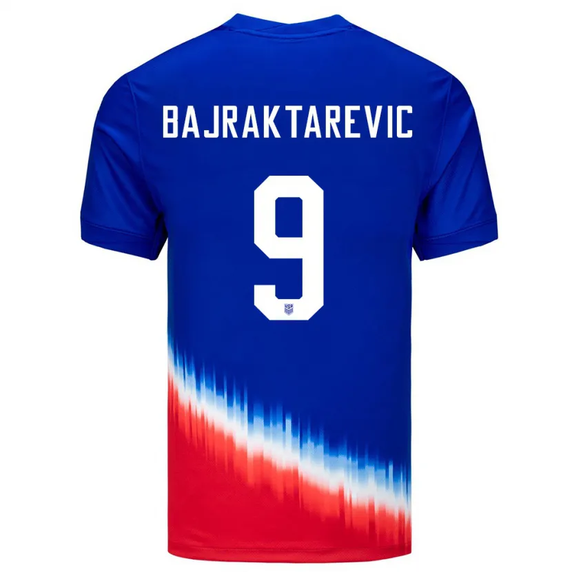 Danxen Femme Maillot États-Unis Esmir Bajraktarevic #9 Bleu Tenues Extérieur 24-26 T-Shirt