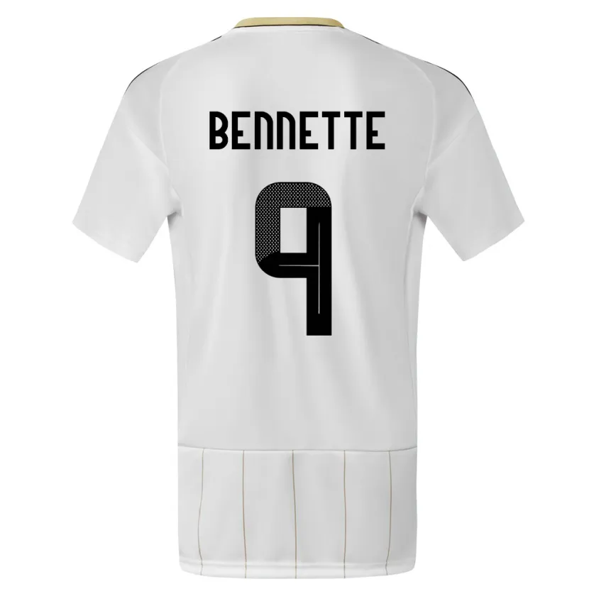 Danxen Femme Maillot Costa Rica Jewison Bennette #9 Blanc Tenues Extérieur 24-26 T-Shirt