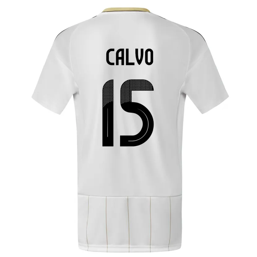 Danxen Femme Maillot Costa Rica Francisco Calvo #15 Blanc Tenues Extérieur 24-26 T-Shirt