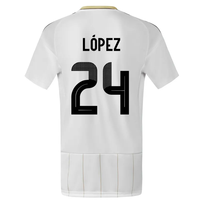 Danxen Femme Maillot Costa Rica Douglas Lopez #24 Blanc Tenues Extérieur 24-26 T-Shirt