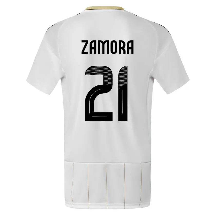 Danxen Femme Maillot Costa Rica Alvaro Zamora #21 Blanc Tenues Extérieur 24-26 T-Shirt