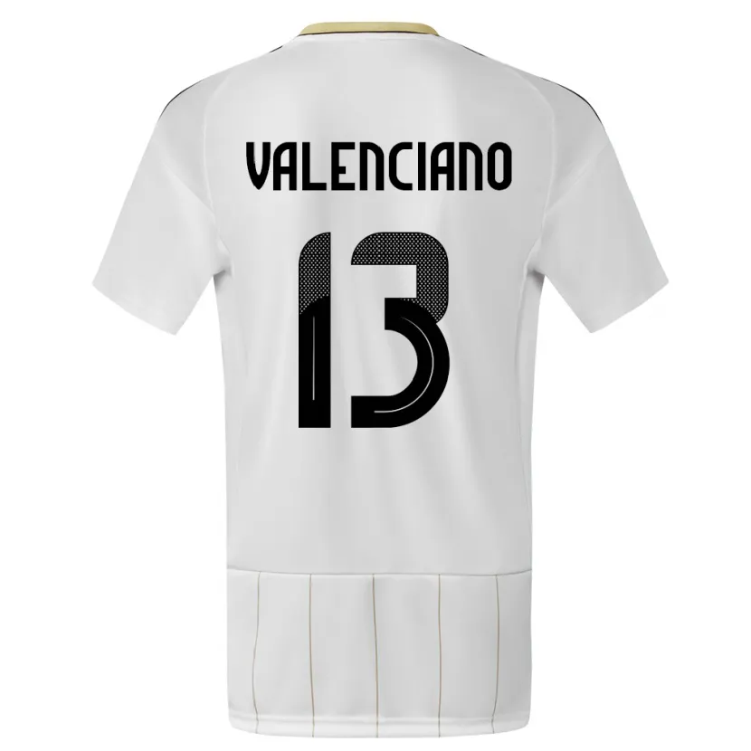 Danxen Femme Maillot Costa Rica Emilie Valenciano #13 Blanc Tenues Extérieur 24-26 T-Shirt