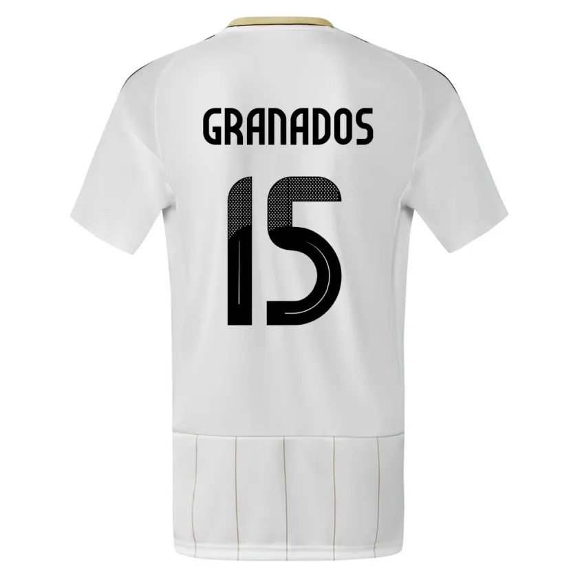 Danxen Femme Maillot Costa Rica Cristin Granados #15 Blanc Tenues Extérieur 24-26 T-Shirt