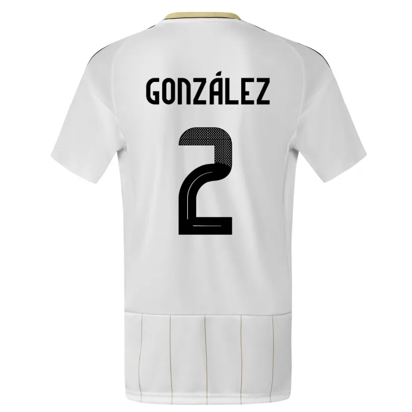 Danxen Femme Maillot Costa Rica Julian Gonzalez #2 Blanc Tenues Extérieur 24-26 T-Shirt