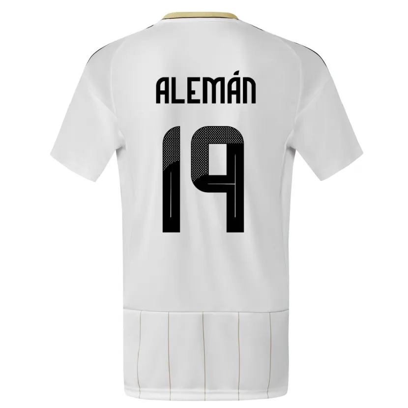 Danxen Femme Maillot Costa Rica Fabricio Aleman #19 Blanc Tenues Extérieur 24-26 T-Shirt
