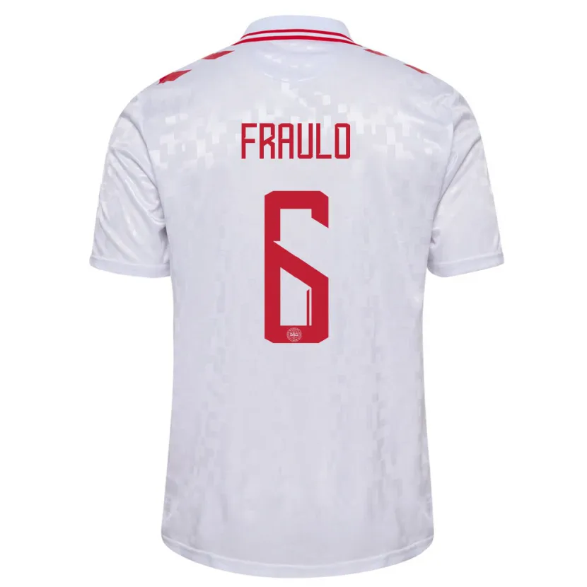 Danxen Femme Maillot Danemark Oscar Fraulo #6 Blanc Tenues Extérieur 24-26 T-Shirt