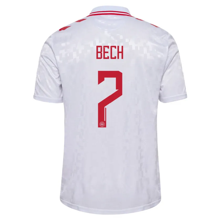 Danxen Femme Maillot Danemark Tobias Bech #7 Blanc Tenues Extérieur 24-26 T-Shirt