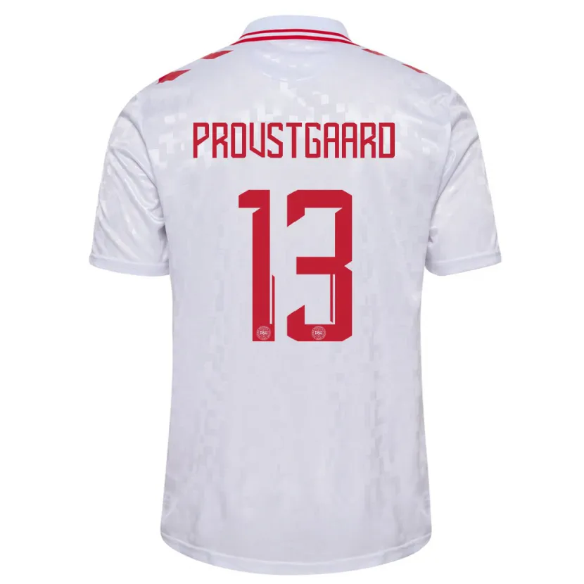 Danxen Femme Maillot Danemark Oliver Provstgaard #13 Blanc Tenues Extérieur 24-26 T-Shirt