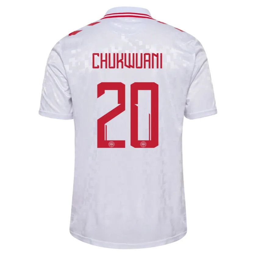 Danxen Femme Maillot Danemark Tochi Chukwuani #20 Blanc Tenues Extérieur 24-26 T-Shirt