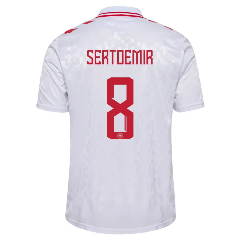 Danxen Femme Maillot Danemark Zidan Sertdemir #8 Blanc Tenues Extérieur 24-26 T-Shirt