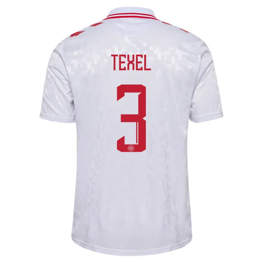 Danxen Femme Maillot Danemark Pontus Texel #3 Blanc Tenues Extérieur 24-26 T-Shirt