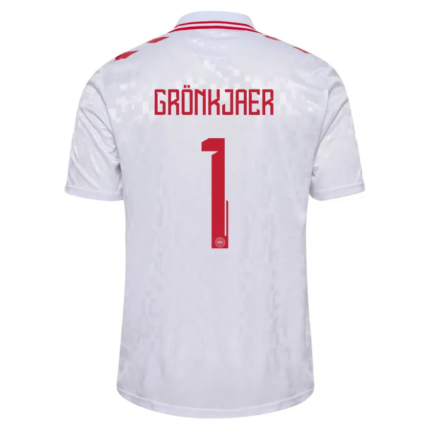 Danxen Femme Maillot Danemark Bertil Grönkjaer #1 Blanc Tenues Extérieur 24-26 T-Shirt