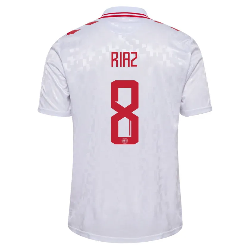 Danxen Femme Maillot Danemark Danial Riaz #8 Blanc Tenues Extérieur 24-26 T-Shirt