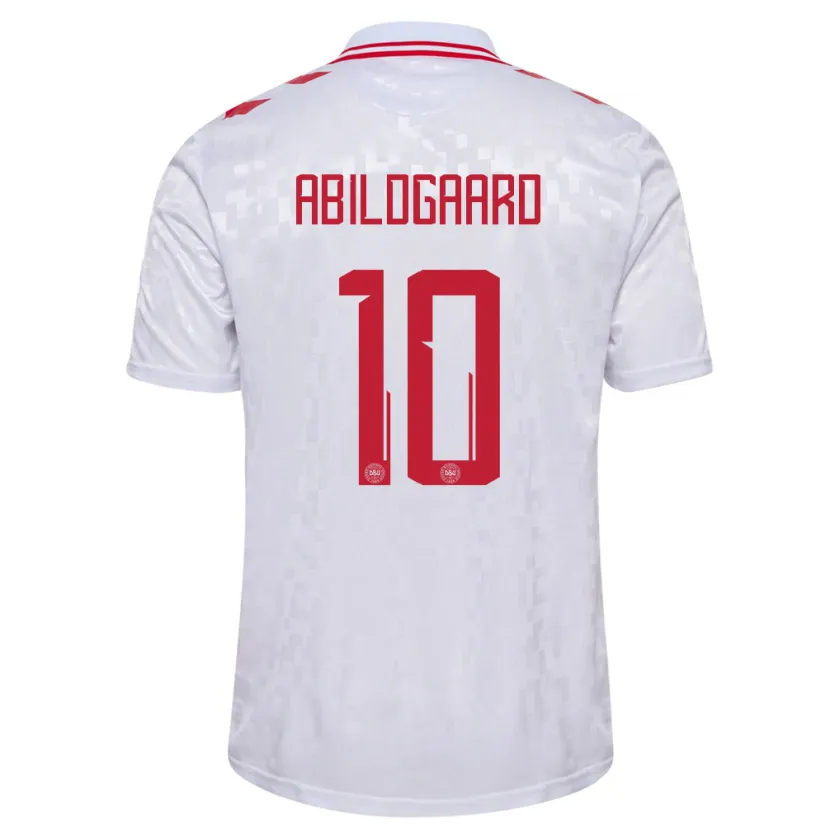 Danxen Femme Maillot Danemark Lasse Abildgaard #10 Blanc Tenues Extérieur 24-26 T-Shirt