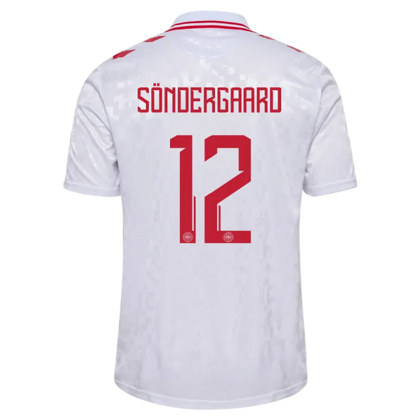 Danxen Femme Maillot Danemark Philip Söndergaard #12 Blanc Tenues Extérieur 24-26 T-Shirt