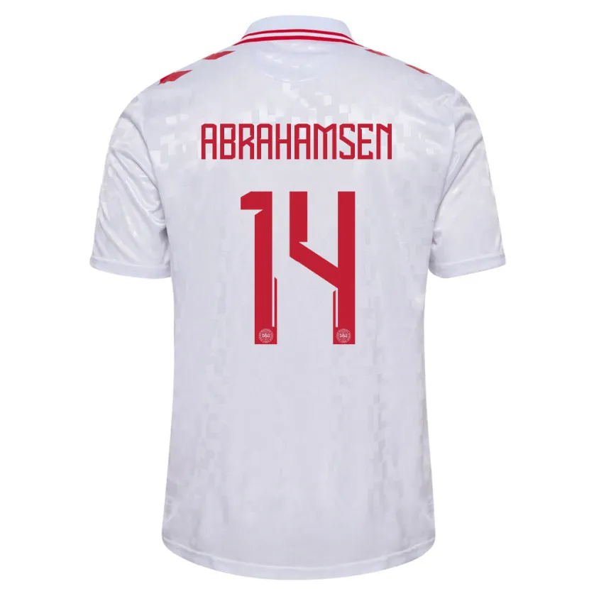 Danxen Femme Maillot Danemark Mads Abrahamsen #14 Blanc Tenues Extérieur 24-26 T-Shirt