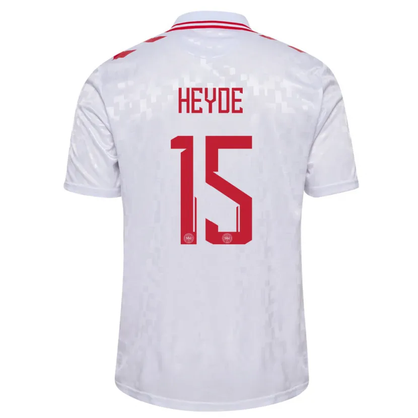 Danxen Femme Maillot Danemark Malte Heyde #15 Blanc Tenues Extérieur 24-26 T-Shirt