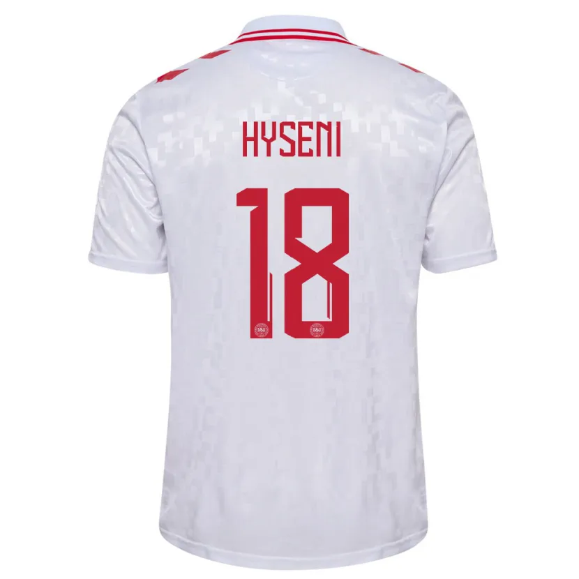 Danxen Femme Maillot Danemark Olti Hyseni #18 Blanc Tenues Extérieur 24-26 T-Shirt