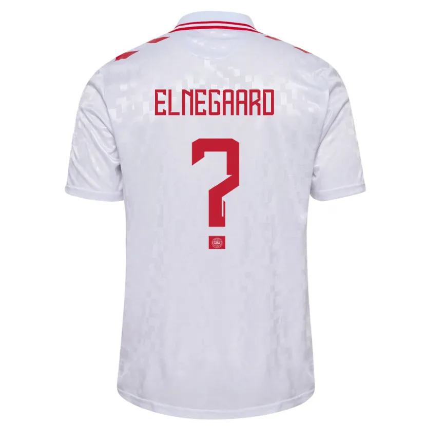 Danxen Femme Maillot Danemark Tobias Elnegaard #0 Blanc Tenues Extérieur 24-26 T-Shirt